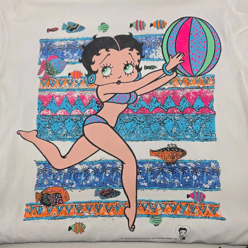 Vintage 1994 Betty Boop Beach Bikini T Shirt YS Sport 2XL 26x33 Graphic Tee USA